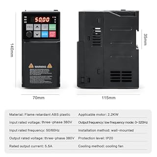 DEWIN Azionamento a Frequenza Variabile 2.2KW 380V VFD Inverter Convertitore di Frequenza VFD 380V Ingresso Trifase,Uscita Trifase(Modello di Fabbrica:MS500-4T-2.2G)