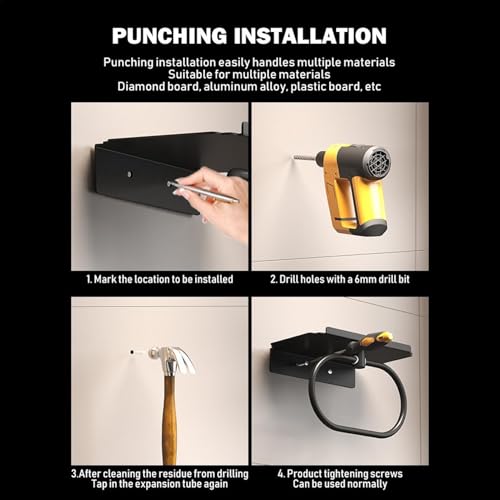 Anneau de serviette pour mur sans perçage avec support flacon de douche - 7