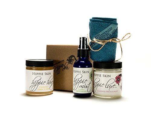 Hippie Skin Hippie Everyday Bundle Cleanser Moisturizer Toning Spray Oil Cleansing Method, Makeup Remover, Makeup Primer, Powerful Natural Skin Care for all Skin Types