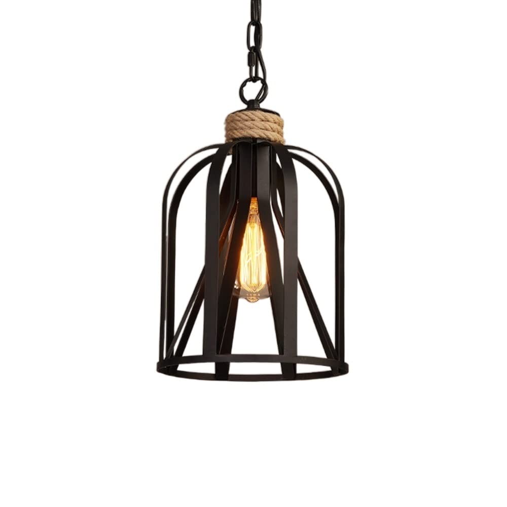 Lámpara colgante monocabezal de hierro negro estilo industrial vintage con rosca E27