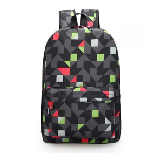 Girls Boys Backpack 17 Inch 3D Geometric Figure Backpack Unisex Students Daypack Large for Kids and Youth (C)