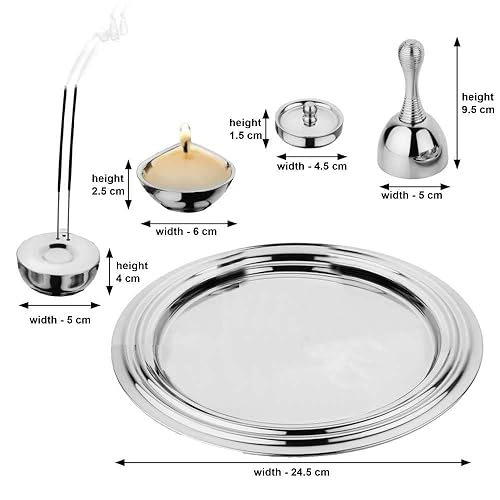 Puja Thali en acier inoxydable pour Pooja Room et Diwali à la maison - 3