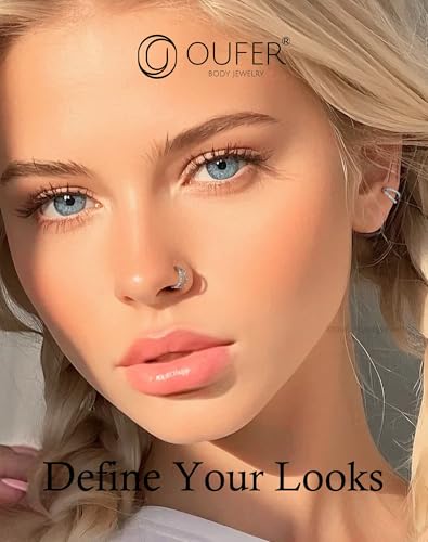 OUFER 20G Nose Rings for Women, 316L Surgical Steel Double Hoop Nose Piercing Jewelry, Opal and CZ Septum Lip Eyebrow Cartilage Conch Rook Helix Tragus Daith Earrings Piercing Jewelry-6/7/8MM3