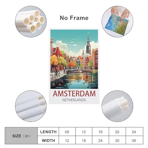 Décoration murale moderne chambre poster Amsterdam 50x75 - 2