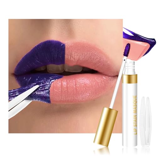 evpct Peachy Rosee Peel Off Lip Stain Tints with Tweezer, Matte Lipstick Lip Stain Long Lasting Waterproof for Women, Non-stick Cup Lipstick Peel Off High Pigmented 24 Hours Original Lips Stains, 08