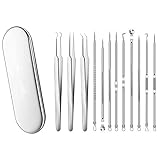 Mitesserentferner Komedonenquetscher Set Pinzetten Set mit Metall-Box Blackhead Remover aus Hochwertiger Edelstahl Akne Mitesser Entferner Extraktor Tools (silver)