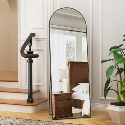 Full Length Mirror, 58"x21" Arch Floor Mirror, Floor Standing Freestanding Full Body Mirror with Stand for Bedroom, Hanging Mounted for Living Room Cloakroom, Black