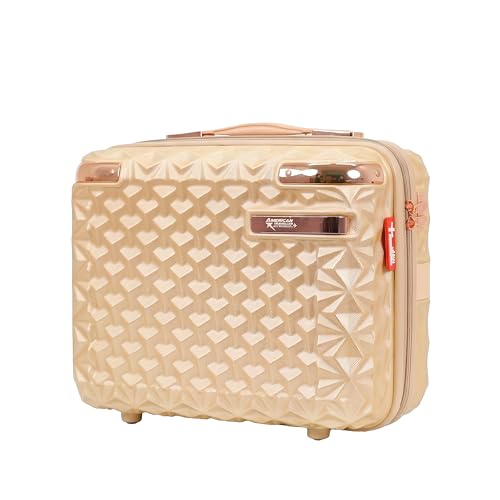 Image of American Traveller Goldie ABS Travel Vanity Case | Hard Shell Makeup Organizer | Portable Cosmetic Storage Box | Compact Travel Case for Toiletries, Beauty Essentials & Accessories(14, Gold)