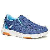 Women's Orthopedic Slip-On Loafers Walking Shoes: Elastic Lace Loafers for Bunions, Overpronation Walking Shoes for Diabetic Supportive, Heel and Foot Pain Relief Casual Shoes Blue Size 9
