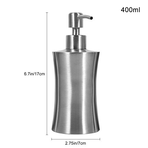 Liquid Soap Dispenser, 1pc 304 Stainless Steel Hand Pump Lotion Dispenser Refillable Liquid Hand Soap Dispenser for Bathroom & Kitchen 400ml/250ml/220ml(400ml)