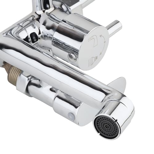 Image of BATH GURU Brass Wall Mixer With L Shape Overhead Shower Attachment Provision, Chrome Finish, 2 In 1 Bathroom Wall Mixer Tap