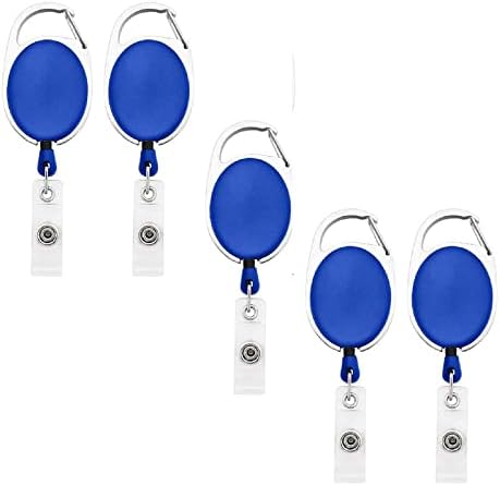 Retractable Reel Oval Shape ID Card Holder YoYo Clip Resealable Waterproof Carabiner Reel Clip On ID Card Badge Holder-Pack-10