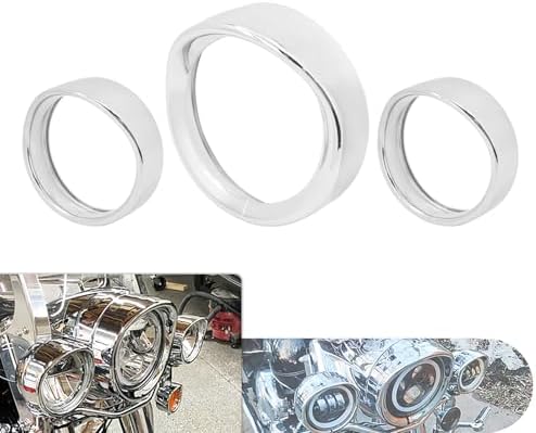 Fog Light Harley 7" Headlight &amp; 4.5" Trim Ring Set - Visor Style In Gloss Black Headlight Fog Light Trim