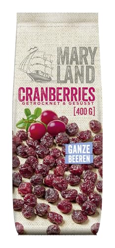 Maryland Cranberries (ganze) 400g Vorratspackung – Getrocknete Cranberries – Perfekt zum Backen oder Snacken (1 x 400g)
