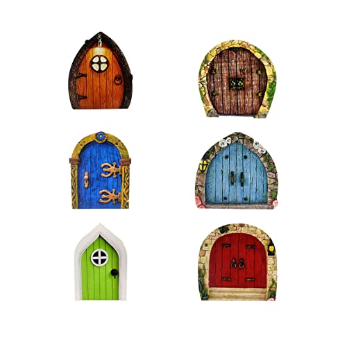 6 piezas de puerta de hadas para jardín, árbol, puerta de hadas, estatuas de jardín,...