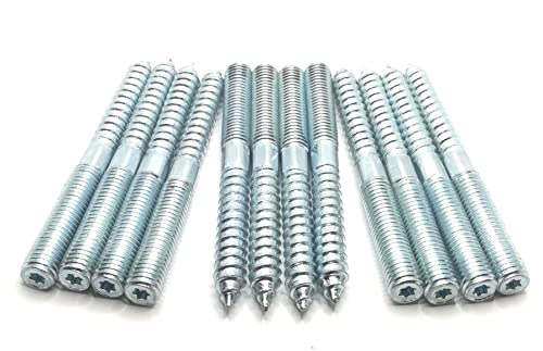 Image of Hanger Bolt M12x120 Silvery Double Headed Bolt Self-Tapping Screw with Hexagon for Furniture 12Pcs