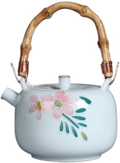 Teapots, ceramic teapots, Hand-painted Lotus Handle Pot Kung Fu Tea Set Small Ceramic Pot Antique Office Home Chinese Hand-made Teapot Tea Maker (Color : 1)
