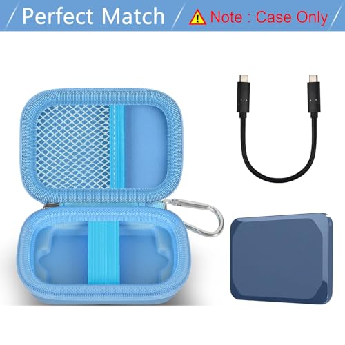 Image of ANKHOH Carrying Case for Crucial X10 /X9 Pro 4TB /2TB /1TB Portable SSD USB-C | Hard EVA Shell, USB-C Cable Storage, Compact Travel Organizer, Case Only, For Photographers Office Users & Gamers, Sea Blue