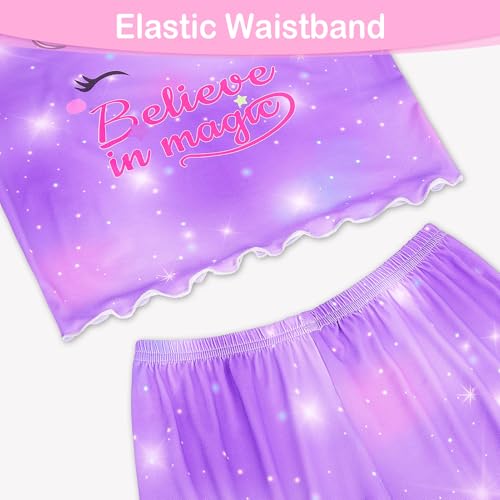 MHJY Girls Pajama Sets Ruffled Sleepwear Casual Short Sleeve Shirt and Shorts 2pcs Summer Pjs Set for Kids4