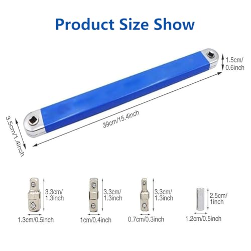 Rakiuty Versetzter Verlängerungsschlüssel,Offset-Verlängerungsschlüssel,Offset Extension Wrench,Antriebsadapter Offsets Verlängerungsschlüssel,Multi-Funktional Schraubenschlssel Set,5PC