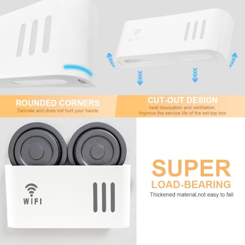 Image of HASTHIP WiFi Router Shelf 12.2 * 2.17 * 4.33 cm Wall-Mount Cable Storage