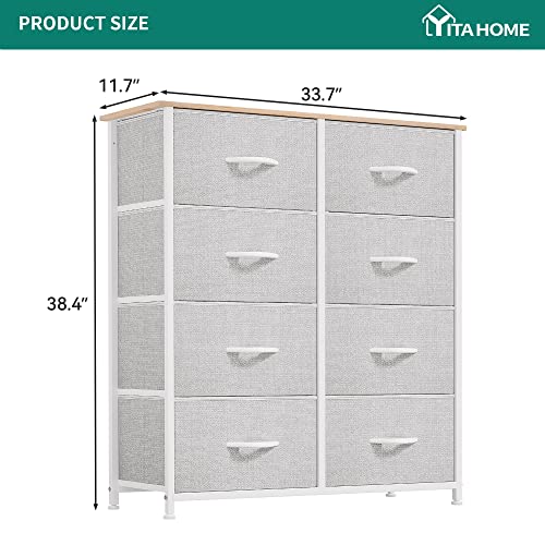 DWVO Dresser for Bedroom, Tall Drawer Fabric Dresser with 8 Drawers, Black Chest of Drawers for Closet, Living Room