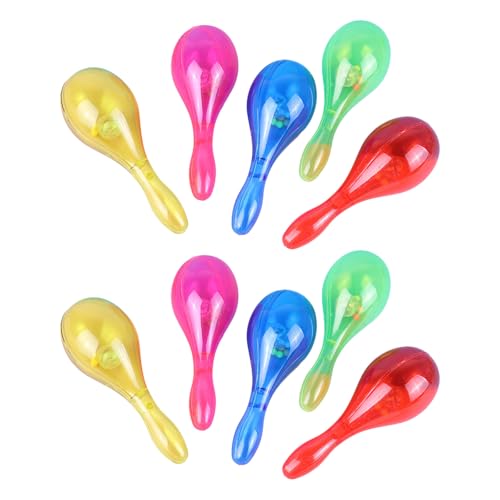 ZEPFJHE Paquete de 10 maracas LED vibrantes que cambian de color con 6 patrones intermitentes para fiestas de DJ y juegos musicales