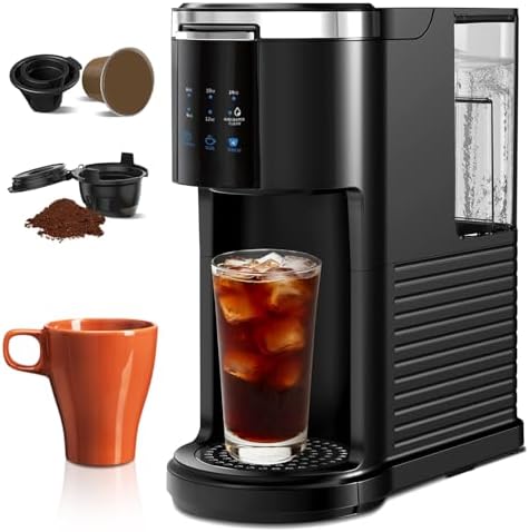 Single Serve Coffee Maker for 2 in 1 K Cup Pods & Ground Coffee,6 to 14 Oz Brew Sizes,40oz Removable Water Tank,Compact Portable Coffee Machine for Home,Black