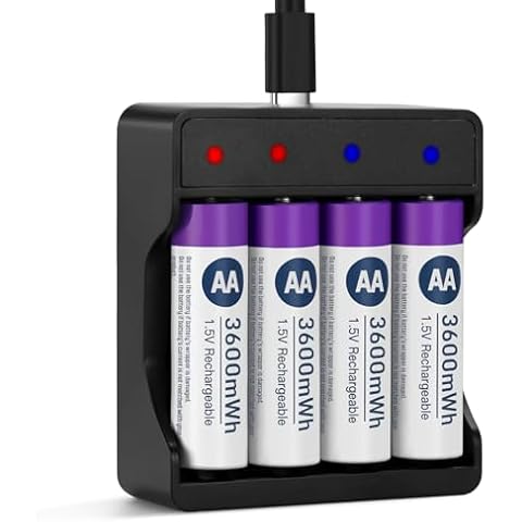 seyyen Lithium Rechargeable AA Batteries 4 Pack,3600mWh High Capacity 1.5V Constant Voltage Li-ion AA Batteries with Charger,Long Lasting AA Size Batteries Cover