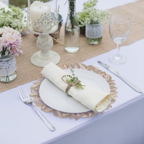 Cedilis 12 Pack 37 cm Gold Placemat, Vinyl Leaf Round Table Placemat, Non-Slip Dinning Table Mats for Wedding Accent Centerpiece, Thanksgiving Party - Image 6