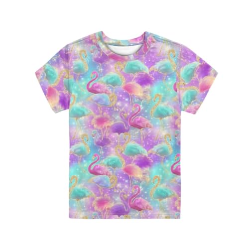 Image of ENLACHIC Girls Teens Pink Flamingo Printed Summer Short Sleeve T-Shirts Cute 3-16 Years
