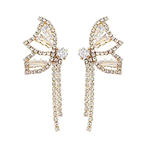 GOLD XIONG PADISHAN 5 Pairs Earrings Gold Rhinestones Butterfly Elegant Pearl Set for Women Girls, Butterfly Linear Long Tassels Aesthetic Earrings, Drop Dangle Earrings, Geometrical Stud Earrings, Hoop Earrings Assorted Styles and Colors gold35