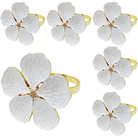 Joyindecor Napkin Rings Set of 6 -Gold Flower Cover