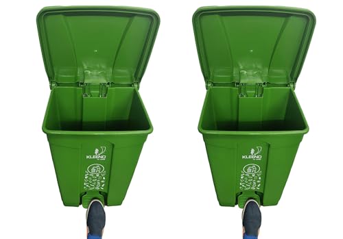 Image of Cello Strong Plastic Step-On Pedal Garbage Dustbin 60 Ltr, Green /Green (Combo)