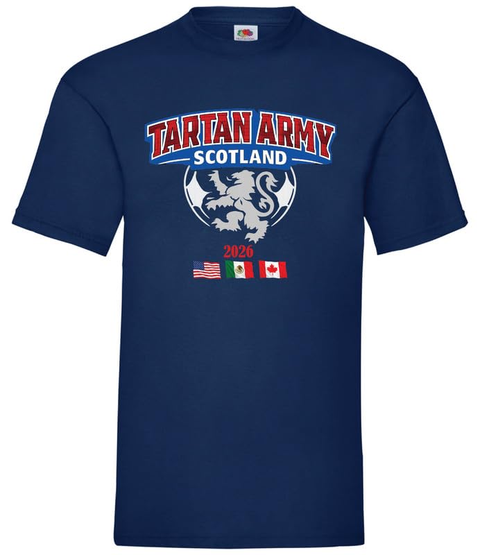 Hoolaroo Camiseta de fútbol de Escocia de la Copa de Estados Unidos del Torneo Mundial 2026 para niños y adultos, unisex, para hombres, mujeres, niños y niñas, azul marino, XXL