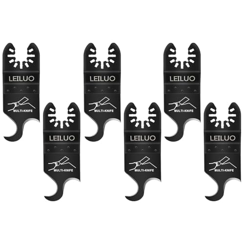 LEILUO 6 Pcs Oscillating Multi Tool Hook Knife Blades for Cutting Carpet Roofing Shingles Cardboard Soft Materials Includes Storage Bag Compatible with DeWalt Makita Ryobi Milwaukee and More