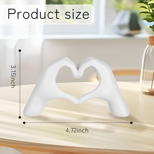 Estatua decorativa de resina en forma de manos corazón blanca miniatura 4