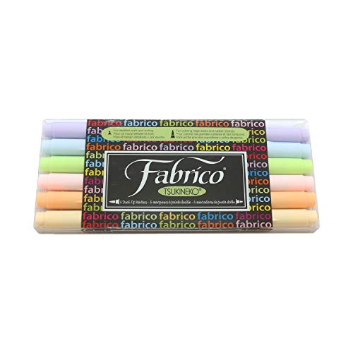 Tsukineko PF-6-SORBET Dual-Ended Fabric Marker Color-Fast, Sorbet, 6-Piece Set