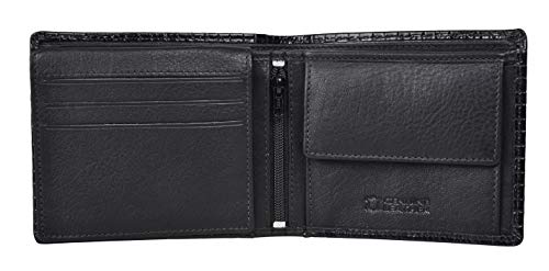 Image of URBAN FOREST Zyon Printed Black Leather Wallet for Men