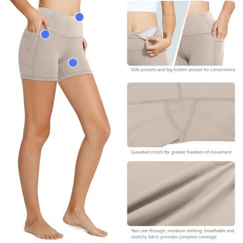 Image of baleaf Women's High Waist Biker Shorts with 3 Pockets