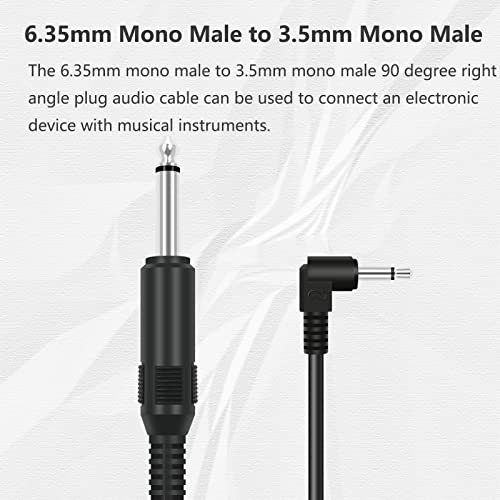 2 cables de audio 6.35mm mono a 3.5mm mono ángulo 90° miniatura 2