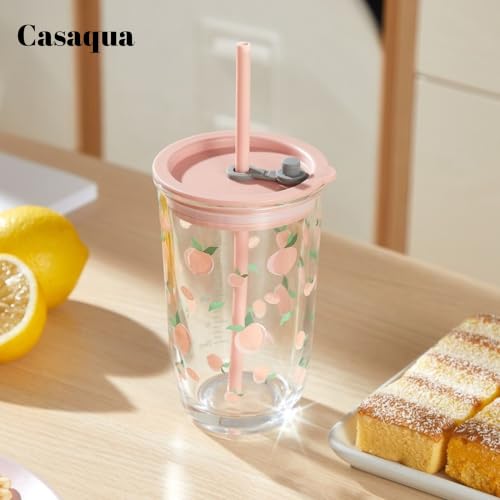 Image of Glass Tumbler with Lid and Straw - 420ML, Set of 1, Travel Coffee Sipper Mug Leakproof for Juice Cocktail Iced Tea Smoothie Hot Cold Drink Cup (Receiving Random Color)