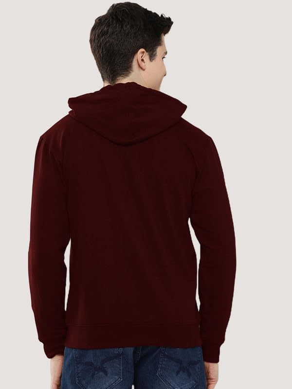 Image of LAZYCHUNKS Regular Fit Men's Solid Fleece Hoodie | Warm Hooded Sweatshirt for Men with Pocket | Casual Winter Wear | Full Sleeve Comfortable Hoodie