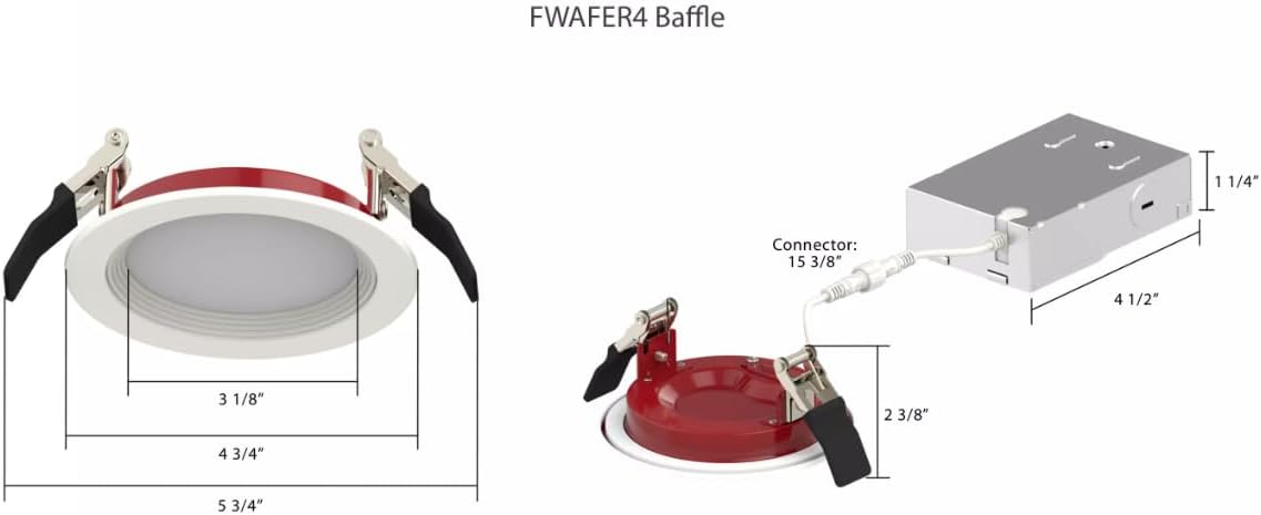 RAB FWAFER4B Field CCT Adjustable, Fire-Rated Wafers, No Housing Required (Baffle, 4")