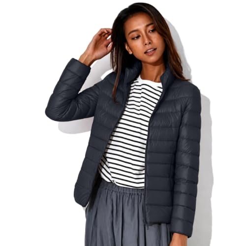 Womens Puffer Jacket Solid Zip Up Down Jacket Warm Full Zip Puffer Coat - image 3