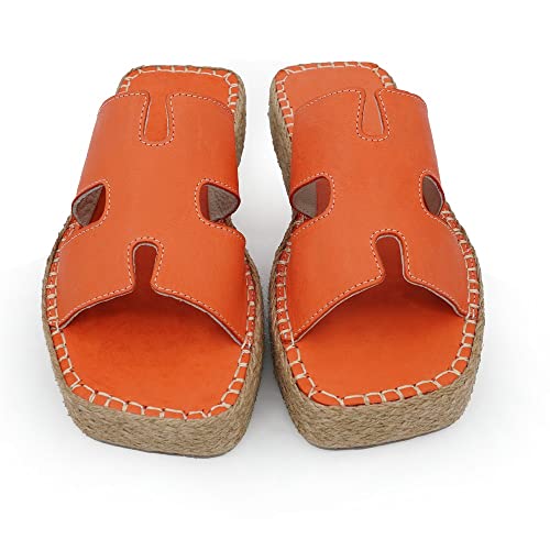 Sandale compensée orange Bonateks Femme 37 nu-pied talon compensé été