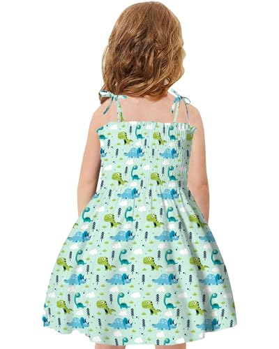 CM-Kid Toddler Girl Sleeveless Dinosaur Sunflower Dresses Summer Beach Outfit Strawberry Butterfly Ladybugs Sundress3