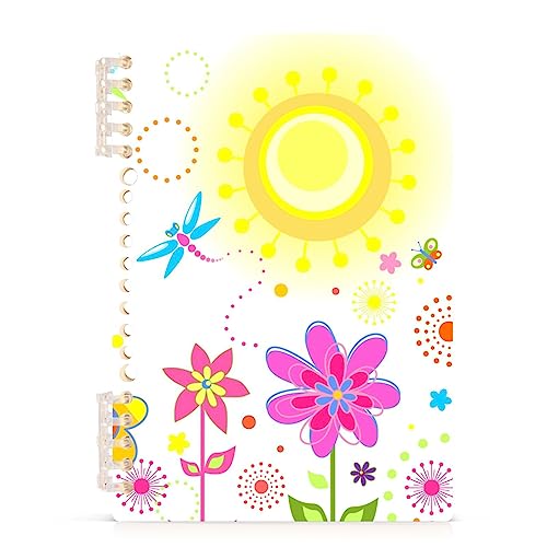Greeting Card with Colorful Flowers Dragonfly Butterfly Sun on White 1 Book Portable Notebook, Detachable Notebook with Binder, Journal Note for Men Women Study Company Home 8.3 x 5.7 x 0.4 inch