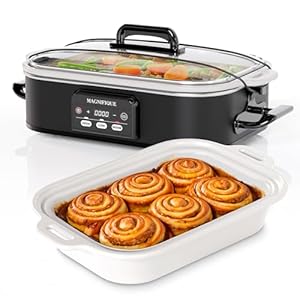 Magnifique 4 Quart Casserole Digital Slow Cooker, Premium Ceramic Bakeware for Oven, Dishwasher Safe Baking Dish