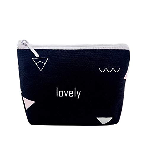 Preisvergleich Produktbild jingyuu 1 Stück Schwarz Leinwand Mini Schlüssel Brieftasche Münztüte Aufbewahrungstasche Geldbeutel Täschchen Kosmetik Make-up Tasche für Speicherschlüssel, Geld, Make-up 12 * 9cm